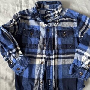 Carter's Navy and Blue Plaid Button-Down Shirt
